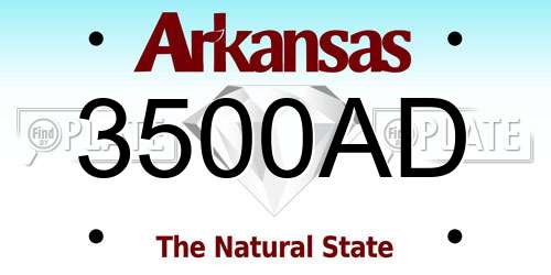3500AD Arkansas License Plate