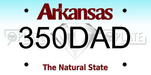 350DAD Arkansas License Plate