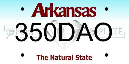 350DAO Arkansas License Plate