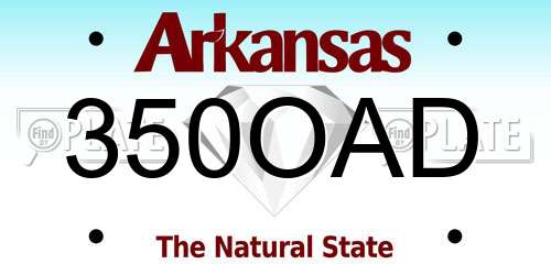 350OAD Arkansas License Plate
