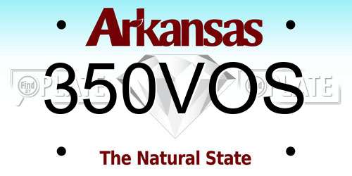 350VOS Arkansas License Plate