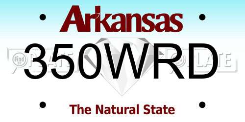 350WRD Arkansas License Plate