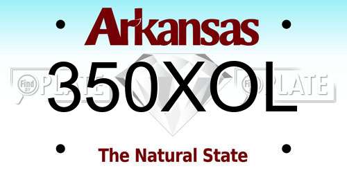 350XOL Arkansas License Plate