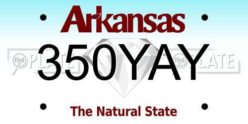 350YAY Arkansas License Plate