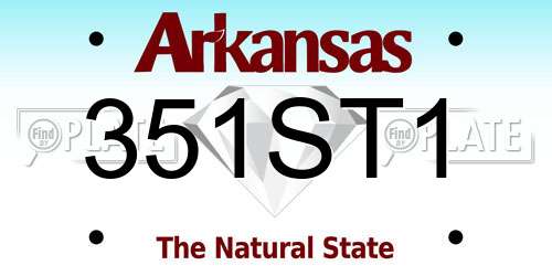 351ST1 Arkansas License Plate