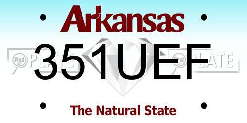351UEF Arkansas License Plate