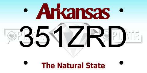 351ZRD Arkansas License Plate