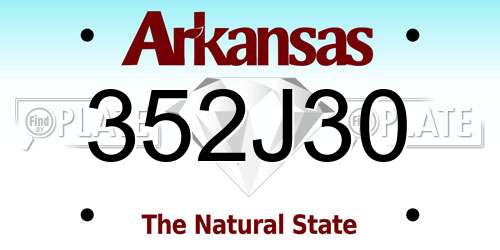 352J30 Arkansas License Plate