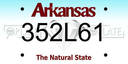 352L61 Arkansas License Plate