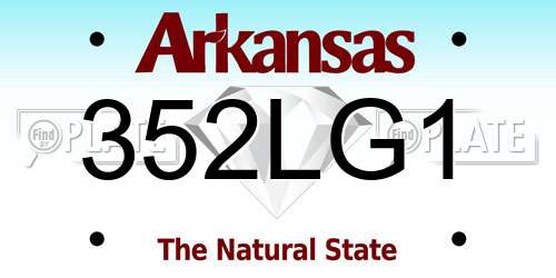 352LG1 Arkansas License Plate