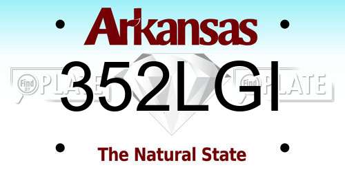 352LGI Arkansas License Plate