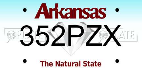 352PZX Arkansas License Plate