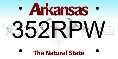 352RPW Arkansas License Plate