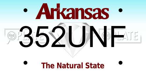 352UNF Arkansas License Plate