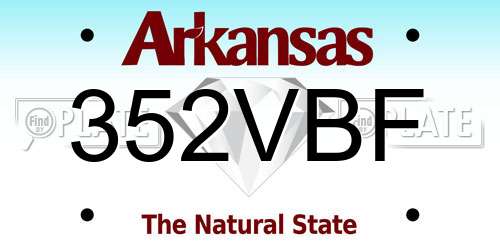 352VBF Arkansas License Plate