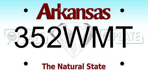 352WMT Arkansas License Plate