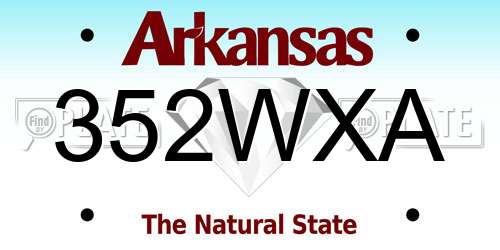 352WXA Arkansas License Plate