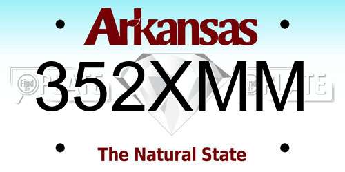 352XMM Arkansas License Plate