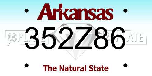 352Z86 Arkansas License Plate