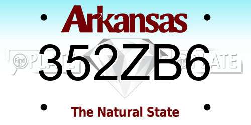 352ZB6 Arkansas License Plate