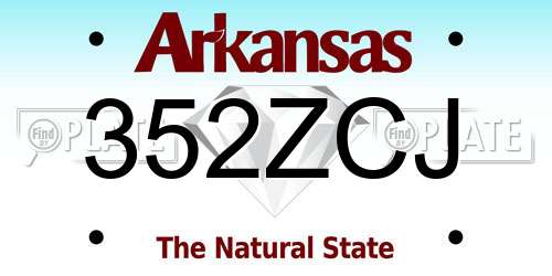 352ZCJ Arkansas License Plate