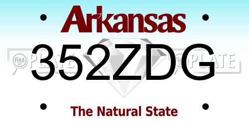 352ZDG Arkansas License Plate