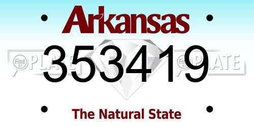 353419 Arkansas License Plate