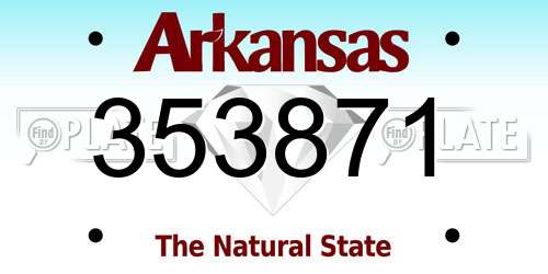 353871 Arkansas License Plate