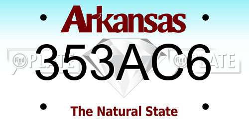 353AC6 Arkansas License Plate
