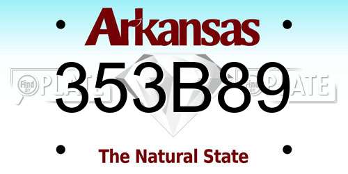 353B89 Arkansas License Plate