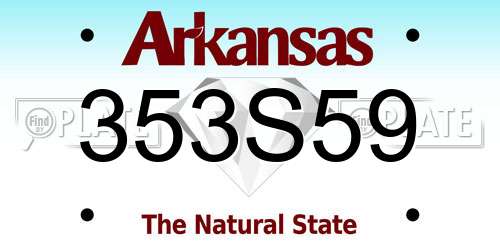 353S59 Arkansas License Plate