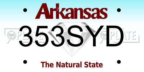 353SYD Arkansas License Plate