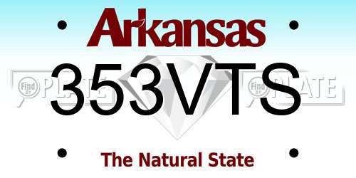 353VTS Arkansas License Plate
