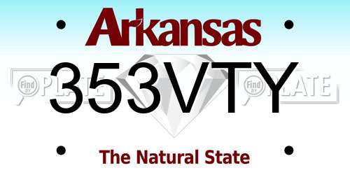 353VTY Arkansas License Plate