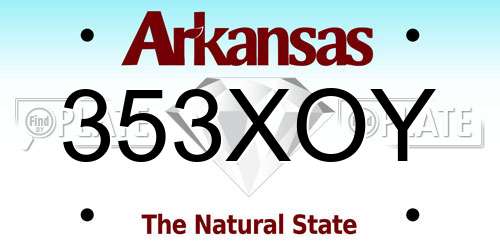 353XOY Arkansas License Plate