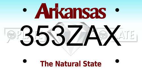 353ZAX Arkansas License Plate