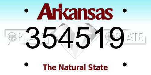 354519 Arkansas License Plate