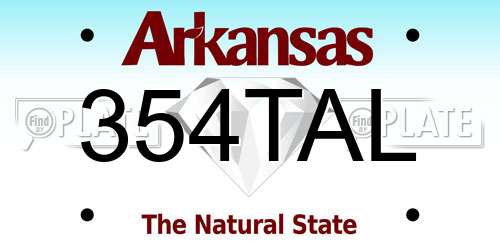 354TAL Arkansas License Plate