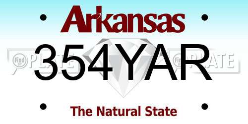 354YAR Arkansas License Plate