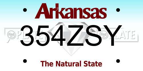 354ZSY Arkansas License Plate