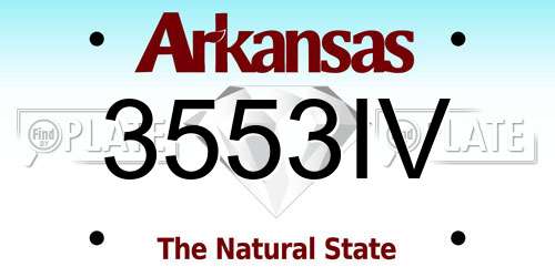 3553IV Arkansas License Plate
