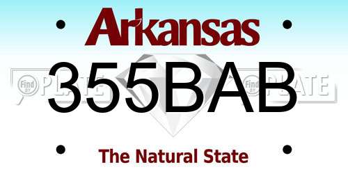 355BAB Arkansas License Plate