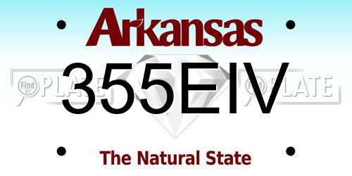 355EIV Arkansas License Plate