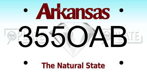 355OAB Arkansas License Plate