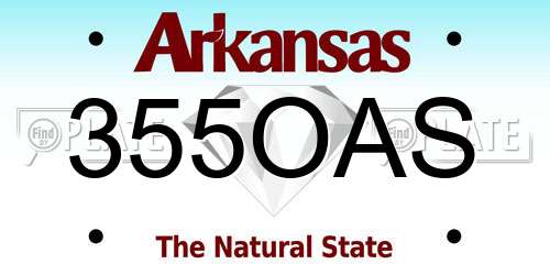 355OAS Arkansas License Plate