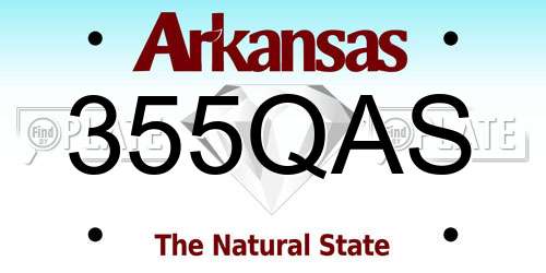 355QAS Arkansas License Plate