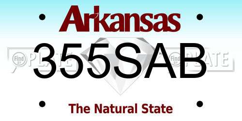 355SAB Arkansas License Plate