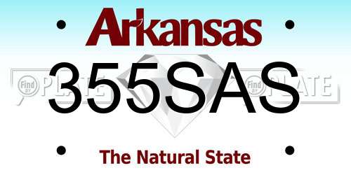 355SAS Arkansas License Plate