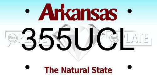 355UCL Arkansas License Plate