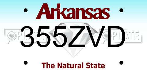 355ZVD Arkansas License Plate